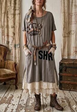 Share Spirit Collection Japan Oversized Lagenlook T-shirt dress S/M (READ)
